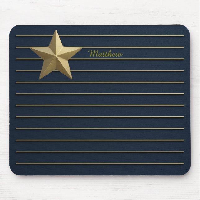 Gold Star on Navy Blue Mousepad (Front)