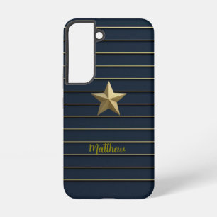 Gold Star on Navy Blue Samsung Cases