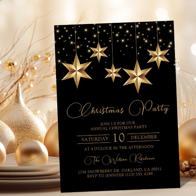 Gold Star Ornament Christmas Party  Invitation (Creator Uploaded)