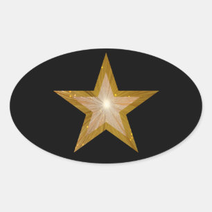 Gold Star oval sticker black