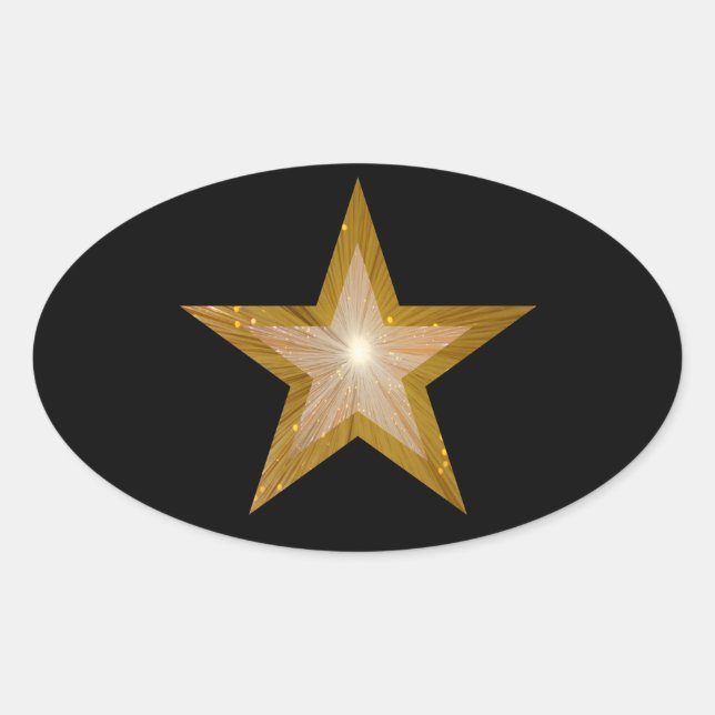 Gold Star oval  sticker black (Front)