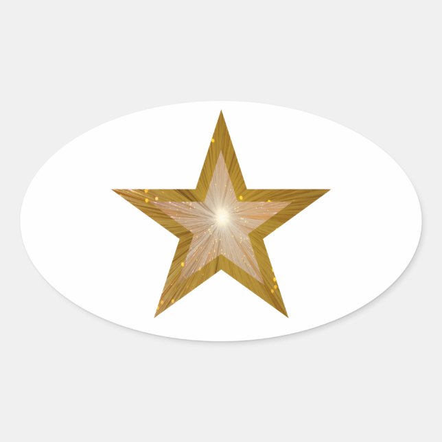 Gold Star oval  sticker white (Front)