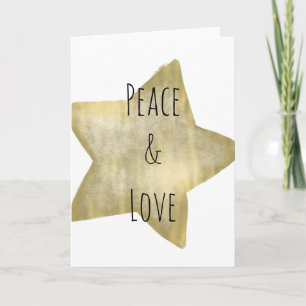 Gold Star Peace Love Holiday Card