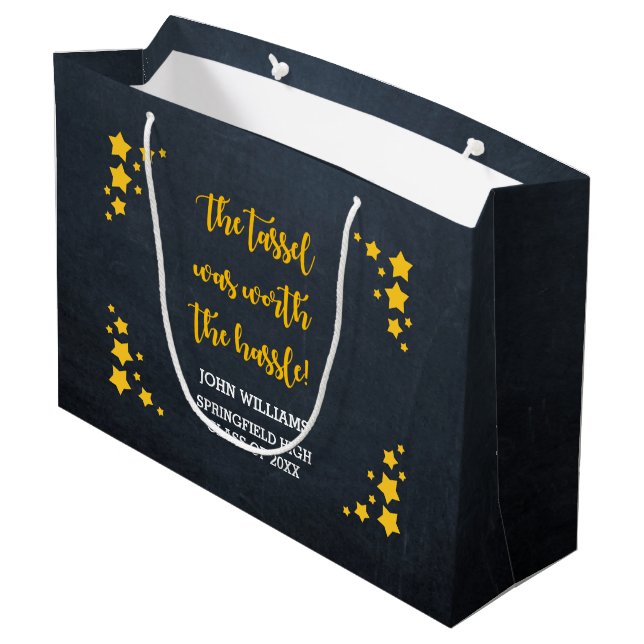 Gold Star Personalised Graduation Large Gift Bag (Back Angled)