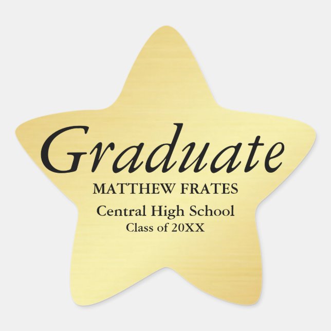 Gold Star Personalised Graduation Sticker (Front)