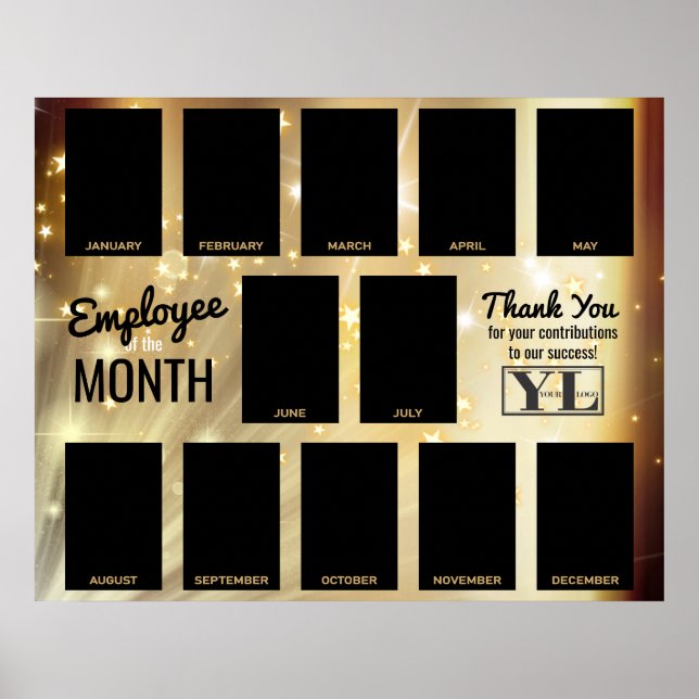 Gold star photo employee of the month recognition  poster (Front)
