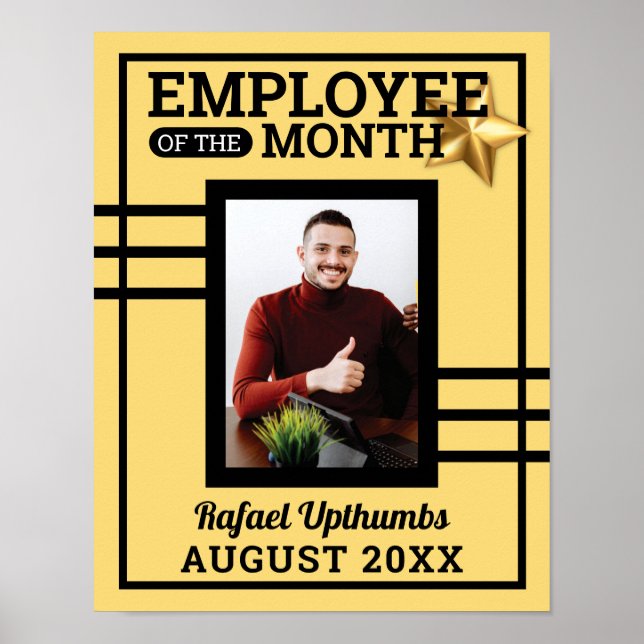 Gold star photo insert employee of the month poster (Front)