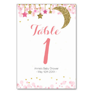 Gold star pink moon Modern Table Number