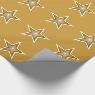 Gold Star print gold wrapping paper