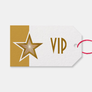 Gold Star print VIP gold white text Gift Tags
