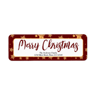 Gold Star Red Vintage Christmas Return Address