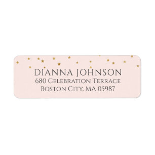 Gold Star Return Address Blush Pink