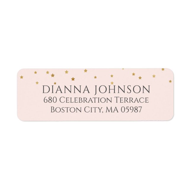 Gold Star Return Address Blush Pink (Front)