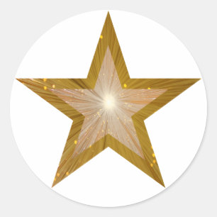 Gold Star round sticker white