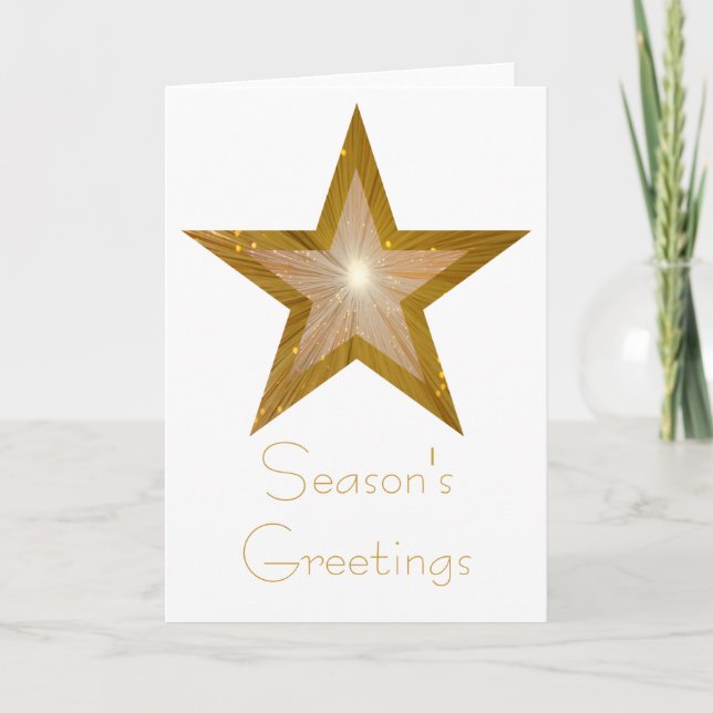 Gold Star 'Season's Greetings' card white vertical (Front)