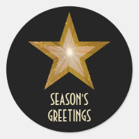 Gold Star 'Season's Greetings' round sticker black