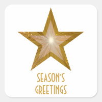 Gold Star Season's Greetings square sticker white