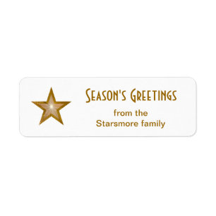 Gold Star 'Season's Greetings' text small white
