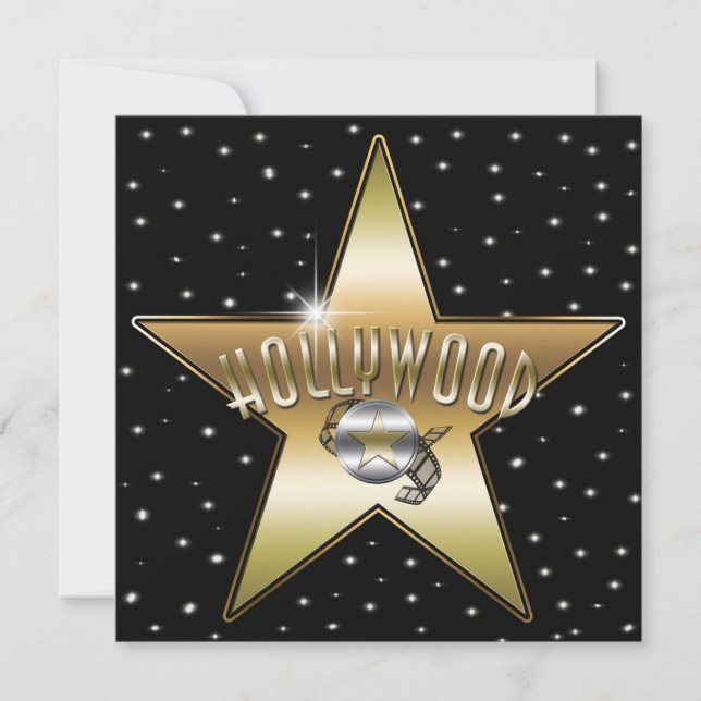 Gold Star Silver Old Hollywood Sparkle Invitation (Front)