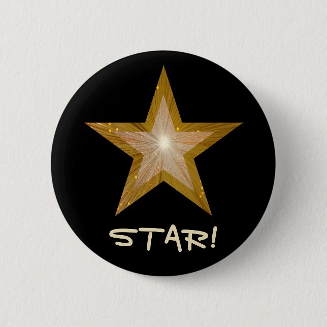 "Gold" Star 'STAR!' button black (Front)