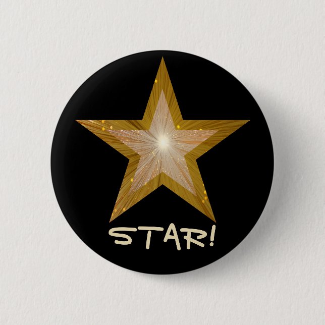 "Gold" Star 'STAR!' button black (Front)