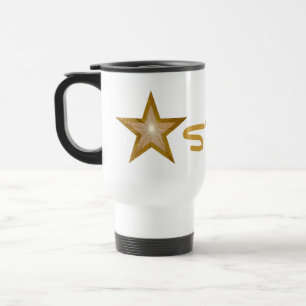 Gold Star 'STAR!' commuter/travel mug white