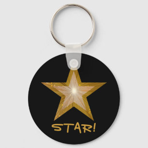 Gold Star 'STAR!' keychain black