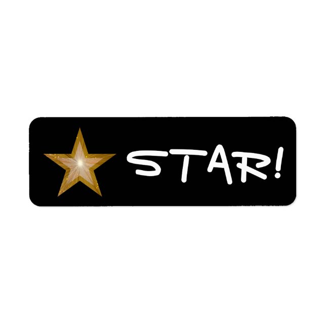 Gold Star "STAR!" label small black (Front)