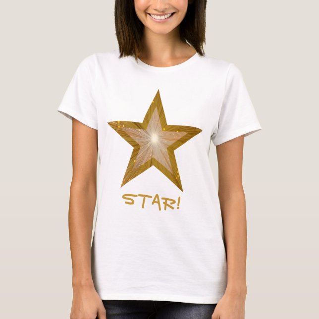 "Gold" Star 'Star' ladies t -shirt white T-Shirt (Front)