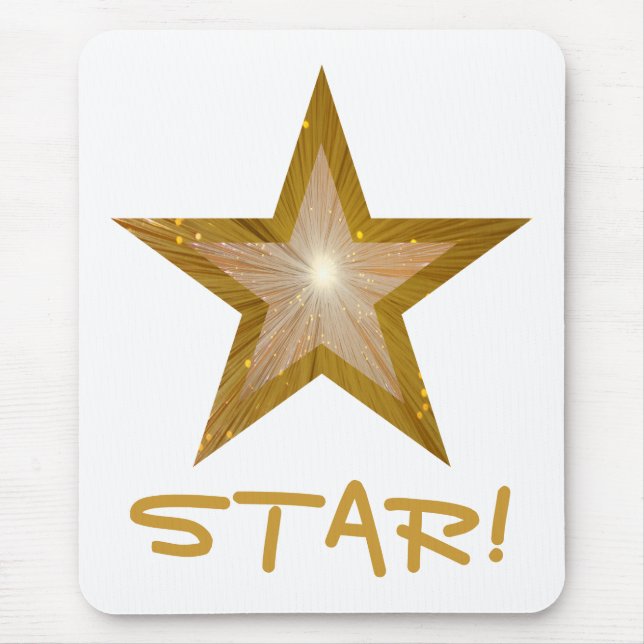 Gold Star 'STAR!' mousepad white (Front)
