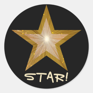 "Gold" Star 'STAR!' round sticker black