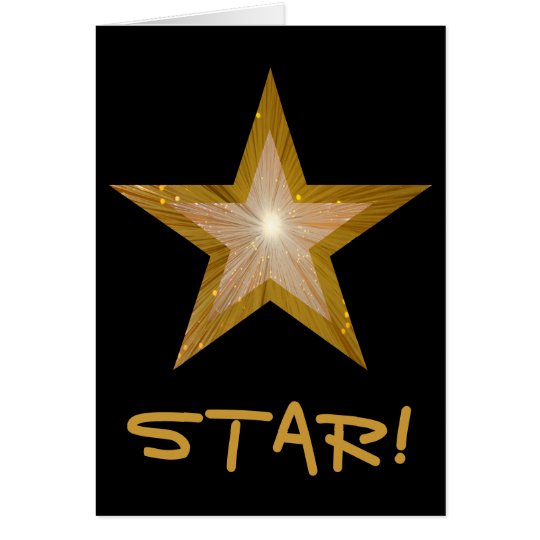 Gold Star 'STAR!' 'Thank you' card black vertical | Zazzle.co.uk