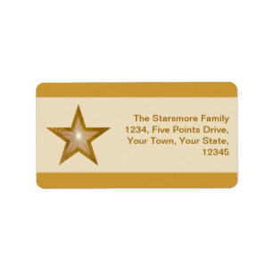Gold Star stripe address label medium cream