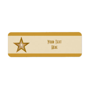 Gold Star stripe 'Your Text' label cream