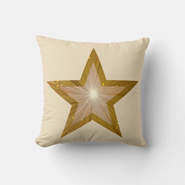 "Gold" Star 'Text' throw pillow square cream (Front)