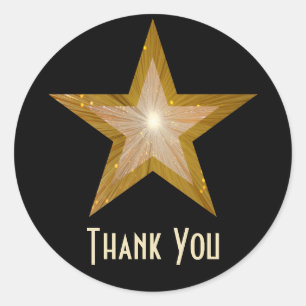 Gold Star "Thank You" round sticker black