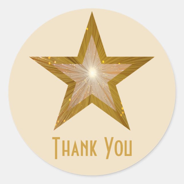 Gold Star "Thank You" round sticker cream (Front)