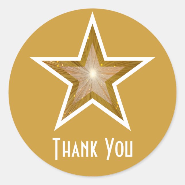 Gold Star "Thank You" round sticker yellow (Front)