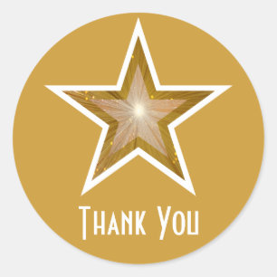 Gold Star "Thank You" round sticker yellow