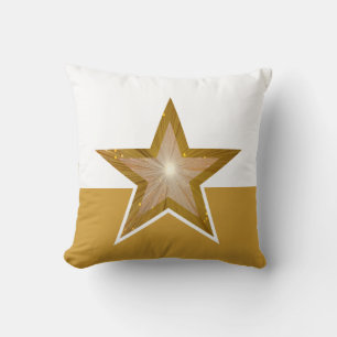 "Gold" Star throw pillow square gold white