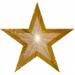 Gold Star 'two tone' Christmas ornament Photo Sculpture Decoration<br><div class="desc">Modern design with a two tone shining, sparkling gold and white star on a glowing gold background. Ornament with a gold and white customisable design for you to personalise with your own text, images and ideas. Also available as a sculpture, magnet, pin, or keychain. Created by Jess Perry using original...</div>
