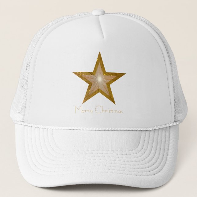 Gold Star 'two tone' 'Merry Christmas' trucker hat (Front)