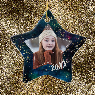 Gold Star Universe Graduate Photo Ornament