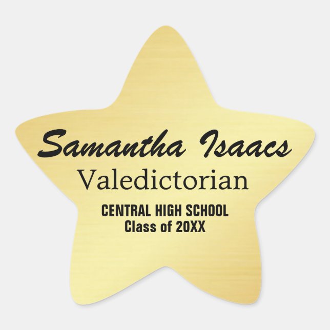 Gold Star Valedictorian Graduation Sticker (Front)