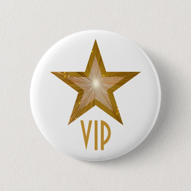 "Gold" Star 'VIP' button white (Front)