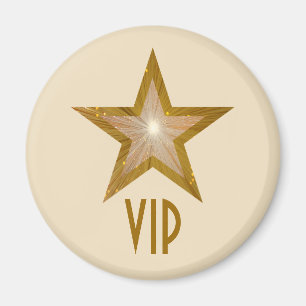 "Gold" Star 'VIP' fridge magnet round cream