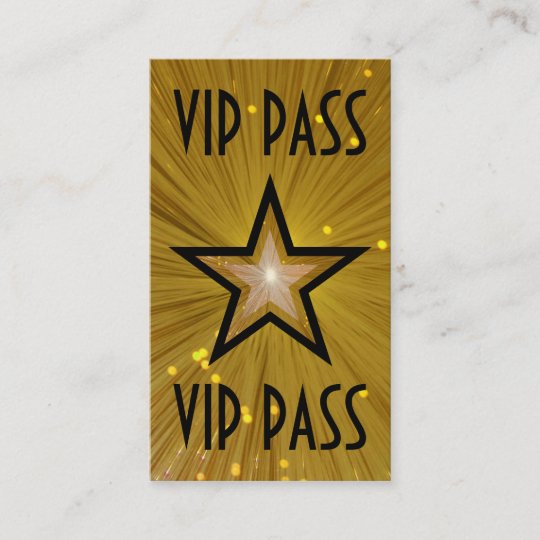 Gold Star Vip Pass Business Card Black Back Zazzle Co Uk