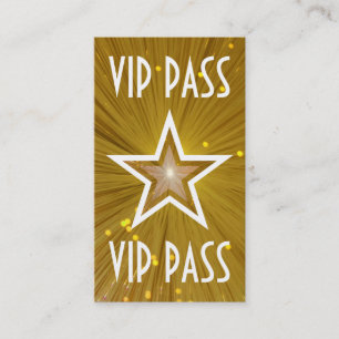 Gold Star 'VIP PASS' business card white back