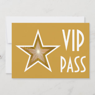 Gold Star 'VIP PASS' invitation gold horizontal