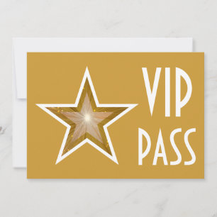 Gold Star 'VIP PASS' invitation gold horizontal